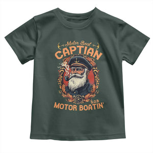 Funny Motor Boat Captain Toddler T Shirt Pontoon SOB Motor Boating Vintage TS02 Dark Forest Green Print Your Wear