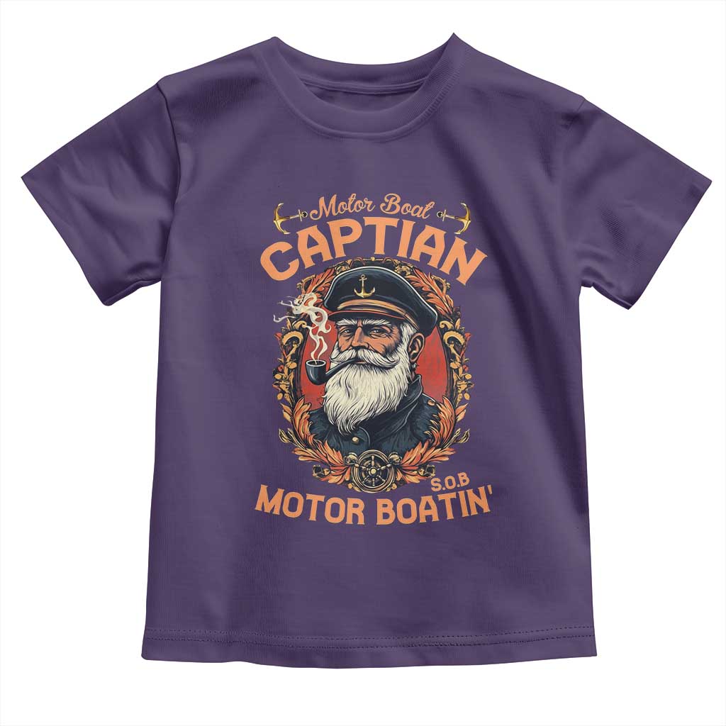 Funny Motor Boat Captain Toddler T Shirt Pontoon SOB Motor Boating Vintage TS02 Purple Print Your Wear