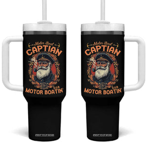 Funny Motor Boat Captain Tumbler With Handle Pontoon SOB Motor Boating Vintage TS02 One Size: 40 oz Black Print Your Wear