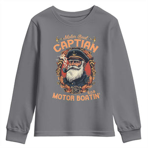Funny Motor Boat Captain Youth Sweatshirt Pontoon SOB Motor Boating Vintage TS02 Charcoal Print Your Wear