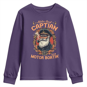 Funny Motor Boat Captain Youth Sweatshirt Pontoon SOB Motor Boating Vintage TS02 Purple Print Your Wear