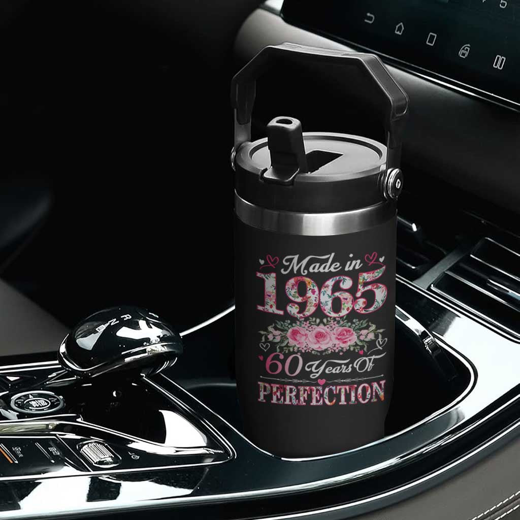 Happy 60th Birthday Floral Flip Straw Tumbler Made In 1965 60 Years of Perfection TS02 Print Your Wear