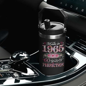 Happy 60th Birthday Floral Flip Straw Tumbler Made In 1965 60 Years of Perfection TS02 Print Your Wear