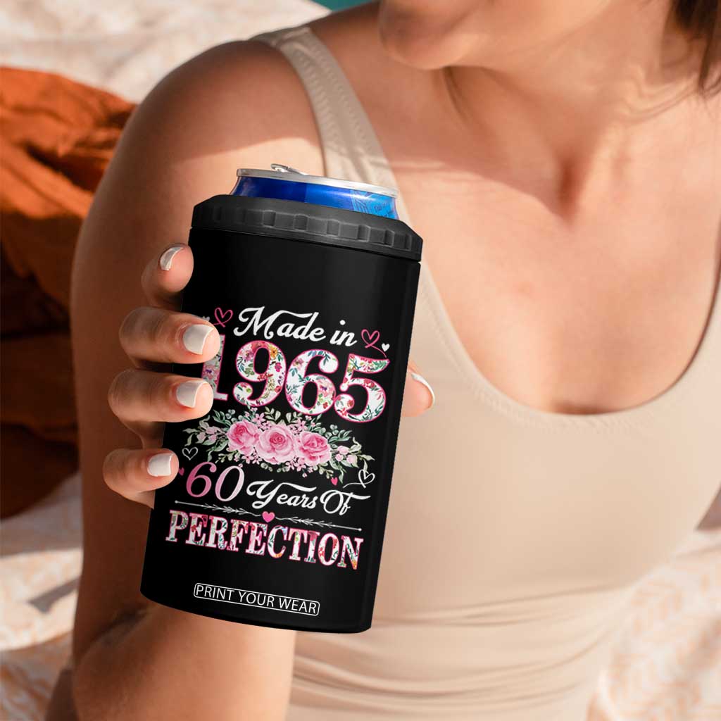 Happy 60th Birthday Floral 4 in 1 Can Cooler Tumbler Made In 1965 60 Years of Perfection TS02 Print Your Wear