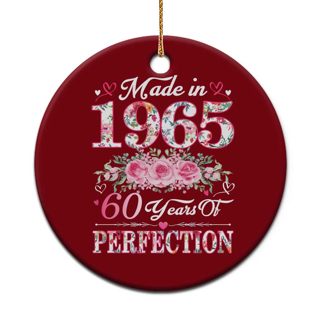 Happy 60th Birthday Floral Ceramic Ornament Made In 1965 60 Years of Perfection TS02 1pc Red Print Your Wear