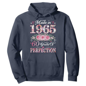 Happy 60th Birthday Floral Hoodie Made In 1965 60 Years of Perfection TS02 Navy Print Your Wear
