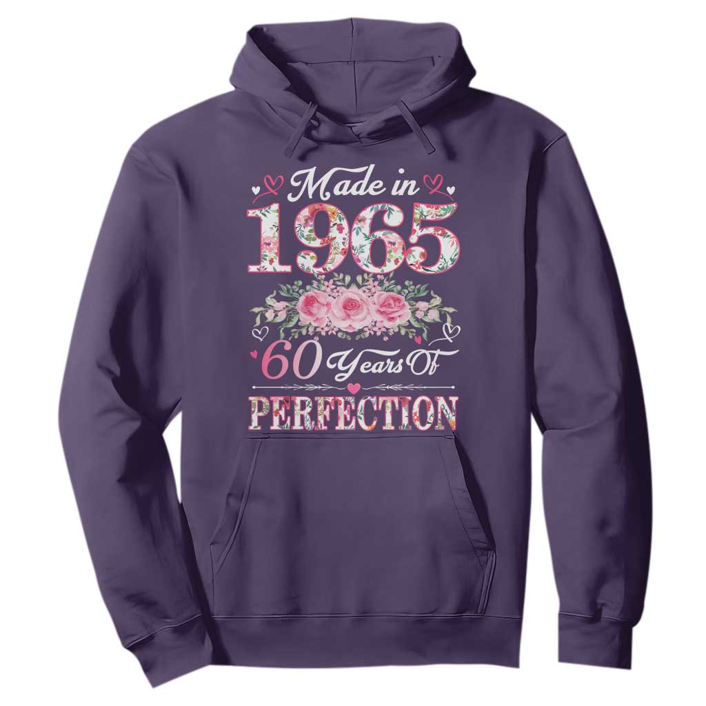 Happy 60th Birthday Floral Hoodie Made In 1965 60 Years of Perfection TS02 Purple Print Your Wear