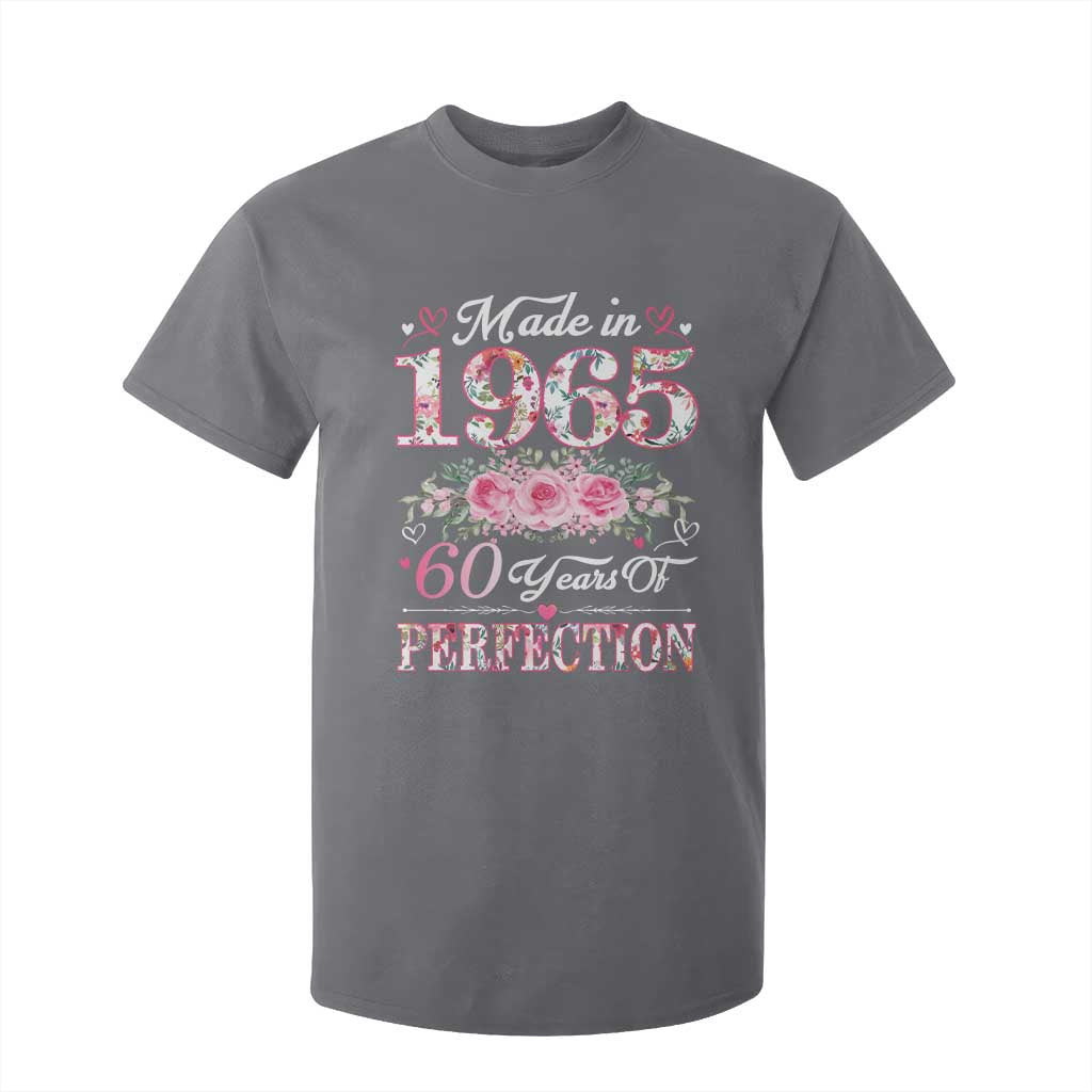 Happy 60th Birthday Floral T Shirt For Kid Made In 1965 60 Years of Perfection TS02 Charcoal Print Your Wear