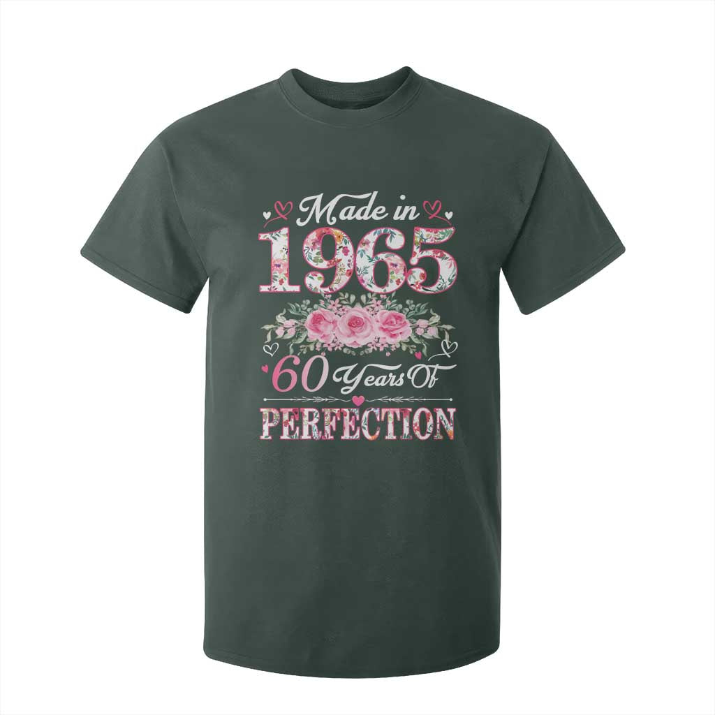 Happy 60th Birthday Floral T Shirt For Kid Made In 1965 60 Years of Perfection TS02 Dark Forest Green Print Your Wear