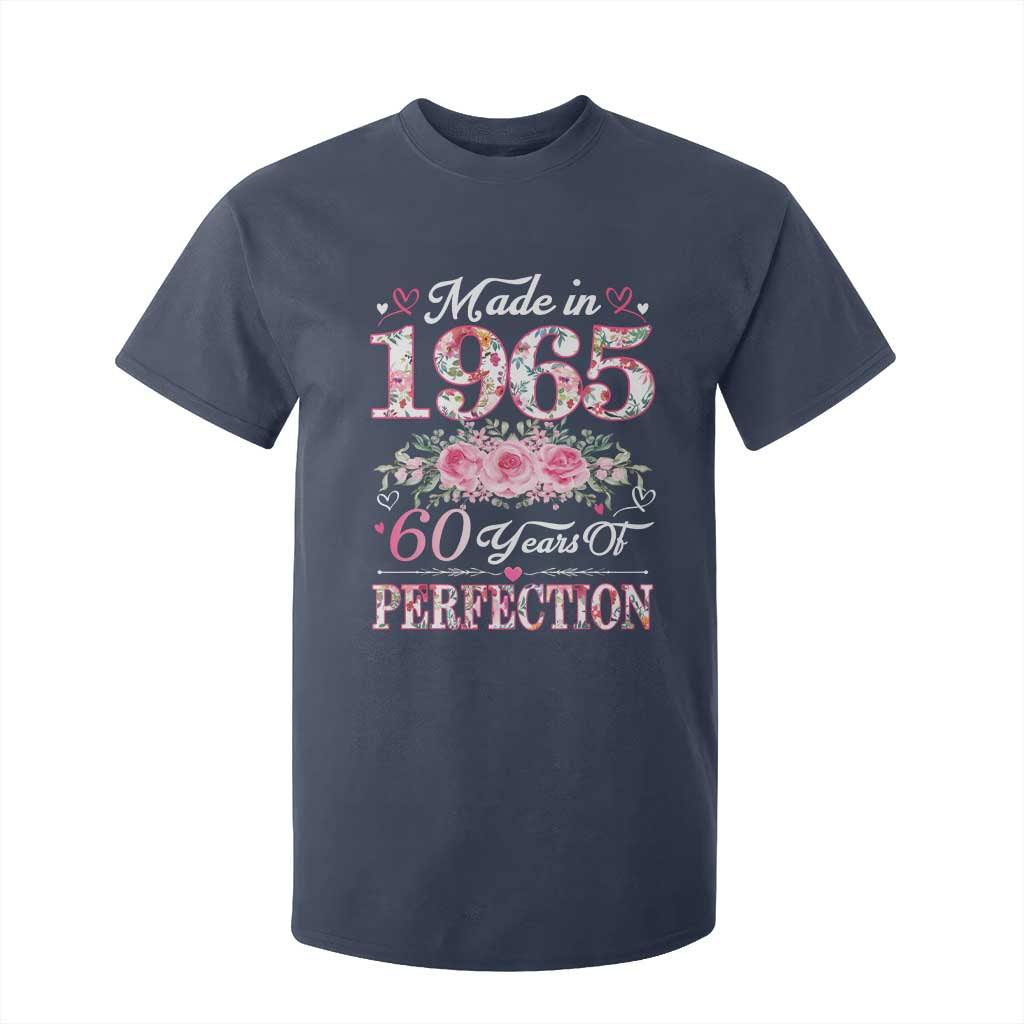 Happy 60th Birthday Floral T Shirt For Kid Made In 1965 60 Years of Perfection TS02 Navy Print Your Wear