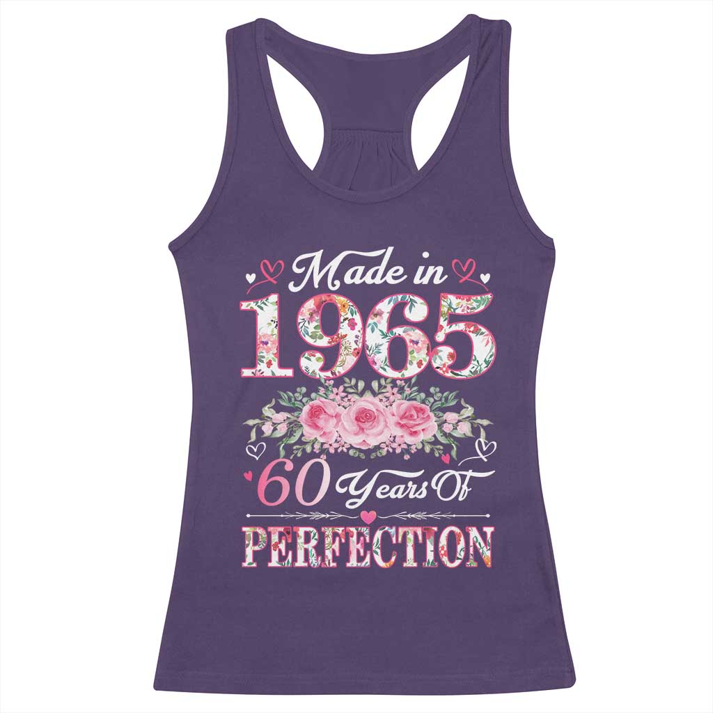 Happy 60th Birthday Floral Racerback Tank Top Made In 1965 60 Years of Perfection TS02 Purple Print Your Wear