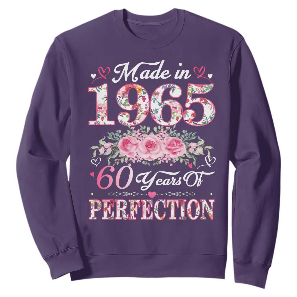 Happy 60th Birthday Floral Sweatshirt Made In 1965 60 Years of Perfection TS02 Purple Print Your Wear