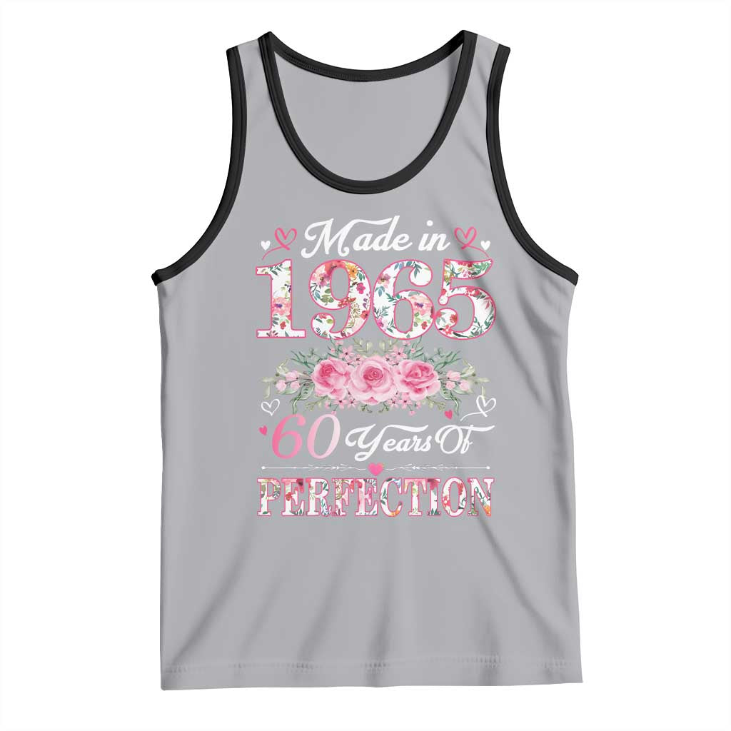 Happy 60th Birthday Floral Tank Top Made In 1965 60 Years of Perfection TS02 Athletic Heather Black Print Your Wear