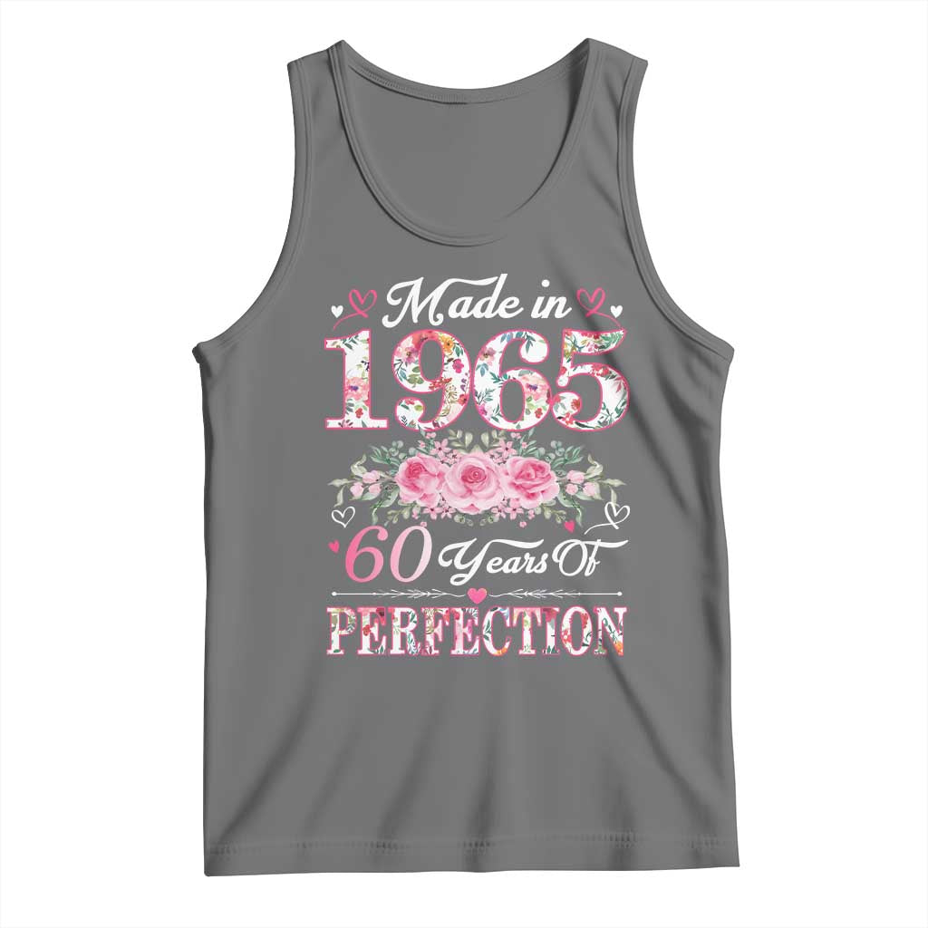 Happy 60th Birthday Floral Tank Top Made In 1965 60 Years of Perfection TS02 Black Heather Print Your Wear