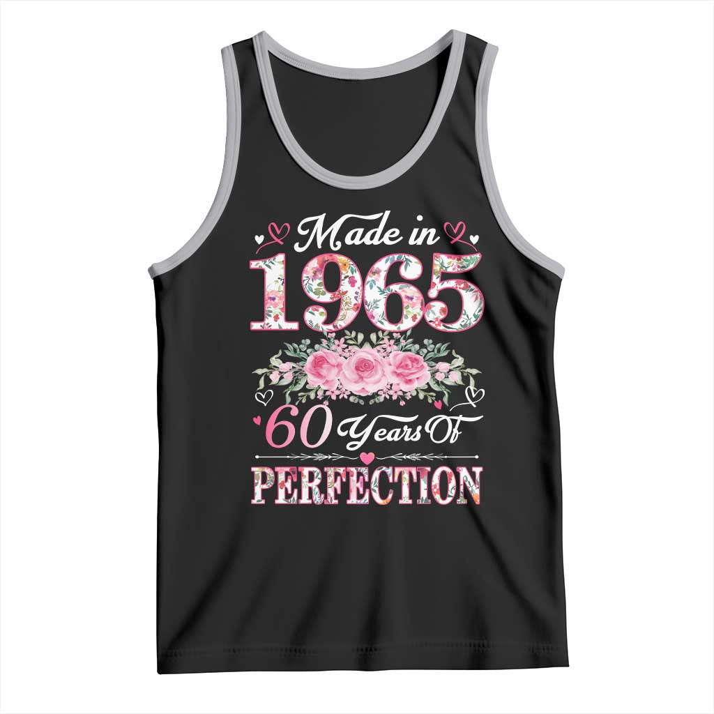 Happy 60th Birthday Floral Tank Top Made In 1965 60 Years of Perfection TS02 Black Athletic Heather Print Your Wear
