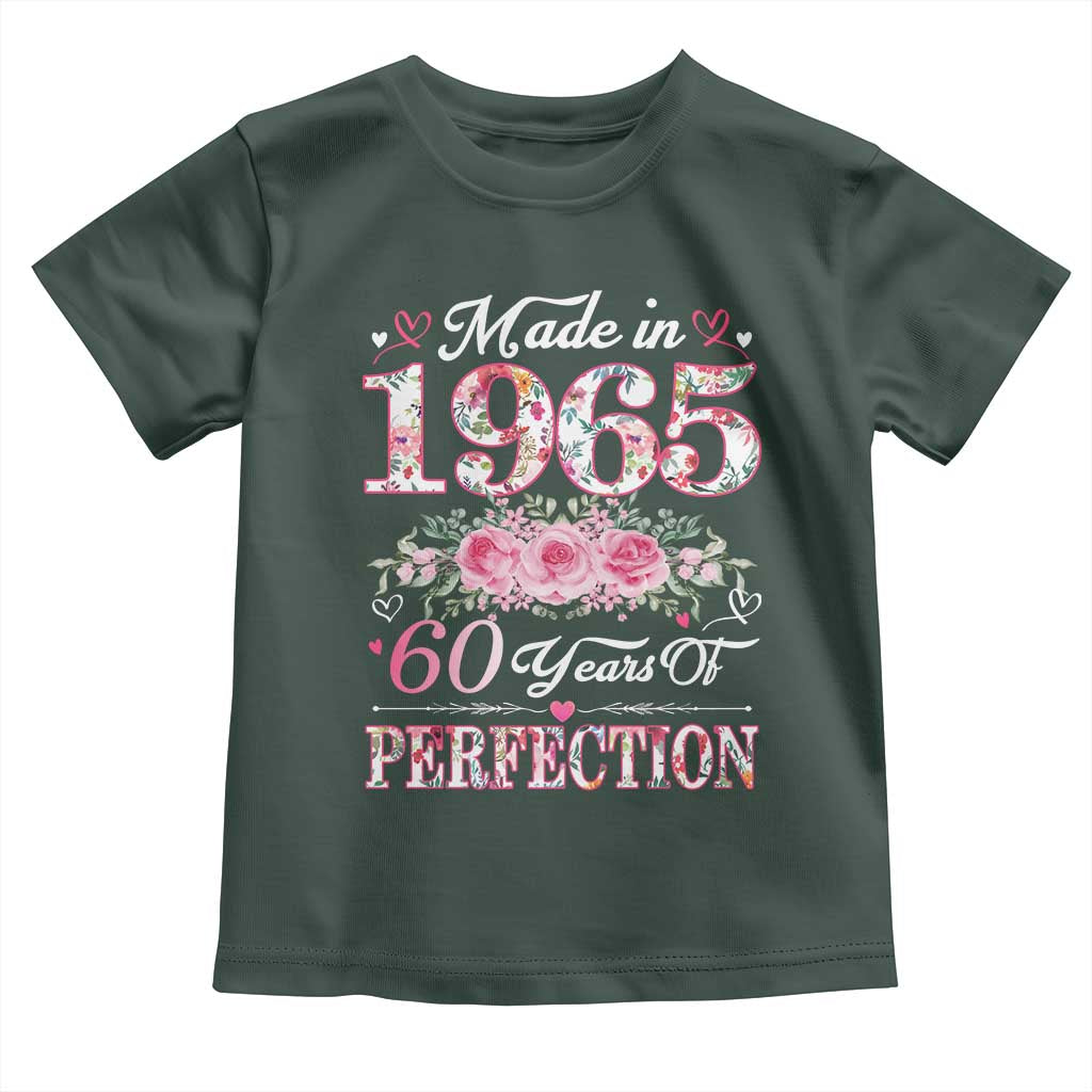 Happy 60th Birthday Floral Toddler T Shirt Made In 1965 60 Years of Perfection TS02 Dark Forest Green Print Your Wear