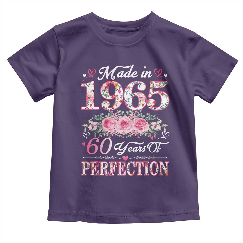 Happy 60th Birthday Floral Toddler T Shirt Made In 1965 60 Years of Perfection TS02 Purple Print Your Wear