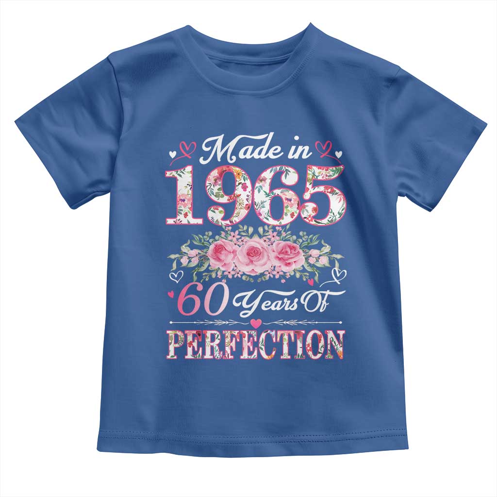 Happy 60th Birthday Floral Toddler T Shirt Made In 1965 60 Years of Perfection TS02 Royal Blue Print Your Wear
