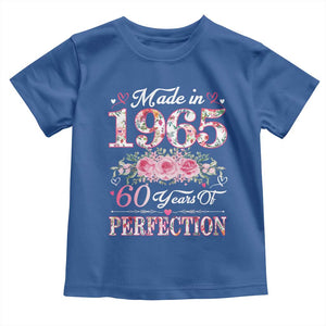 Happy 60th Birthday Floral Toddler T Shirt Made In 1965 60 Years of Perfection TS02 Royal Blue Print Your Wear