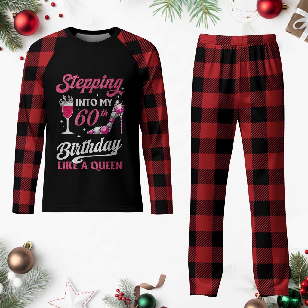 Stepping Into My 60th Birthday Plaid Pajama Set Like A Queen Pink Wine Glass TS02 Buffalo Plaid Print Your Wear