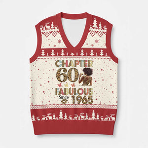 Chapter 60 Fabulous Leopard V-Neck Knit Sweater Vest Since 1965 60Th Birthday Gift For Women TS02 Beige Red Print Your Wear