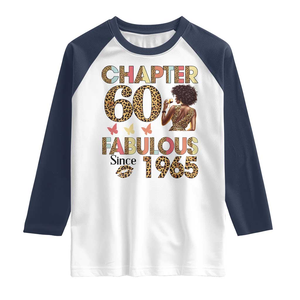 Chapter 60 Fabulous Leopard Raglan Shirt Since 1965 60Th Birthday Gift For Women TS02 White Navy Print Your Wear