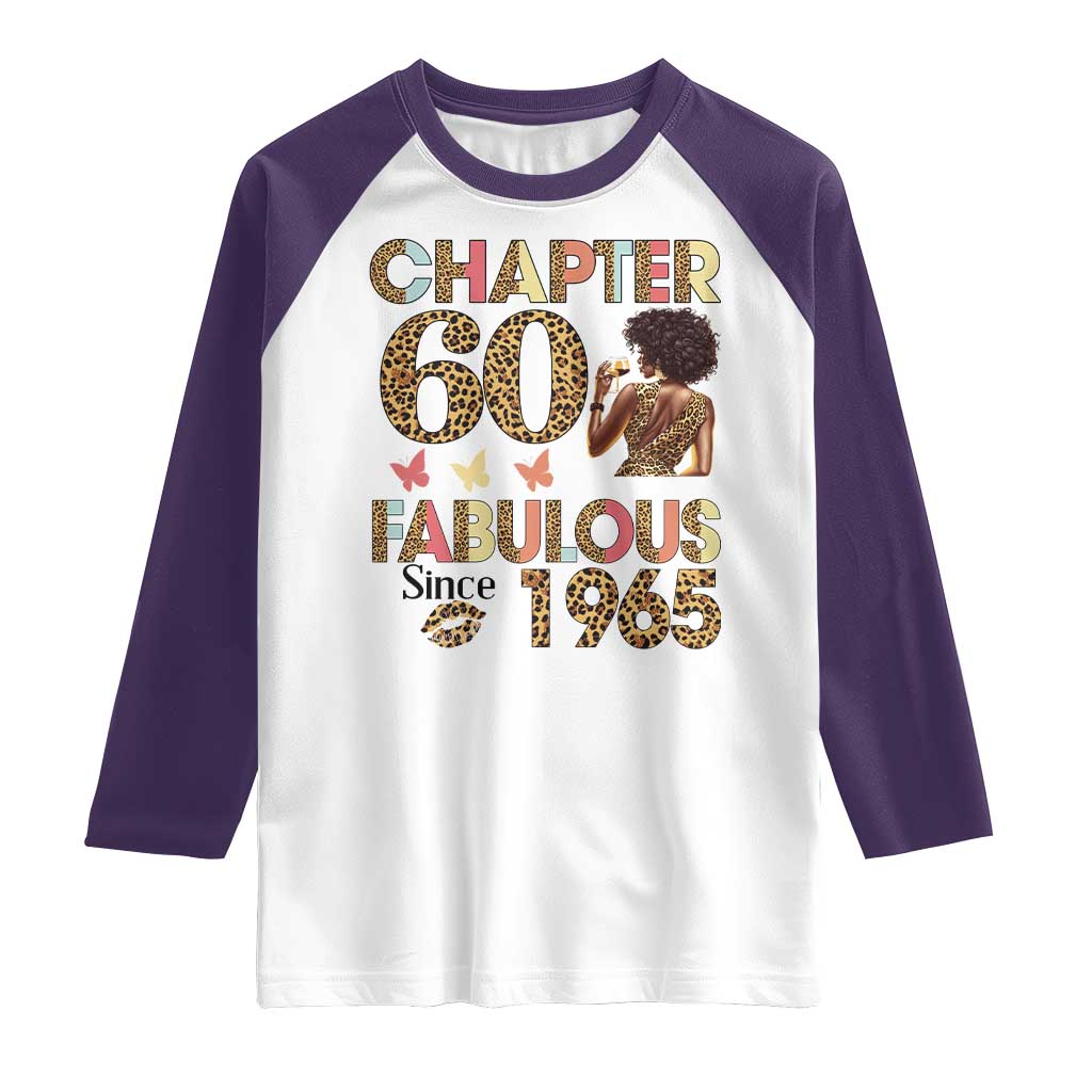 Chapter 60 Fabulous Leopard Raglan Shirt Since 1965 60Th Birthday Gift For Women TS02 White Purple Print Your Wear