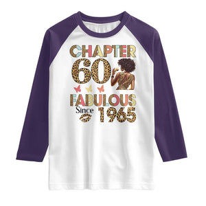 Chapter 60 Fabulous Leopard Raglan Shirt Since 1965 60Th Birthday Gift For Women TS02 White Purple Print Your Wear
