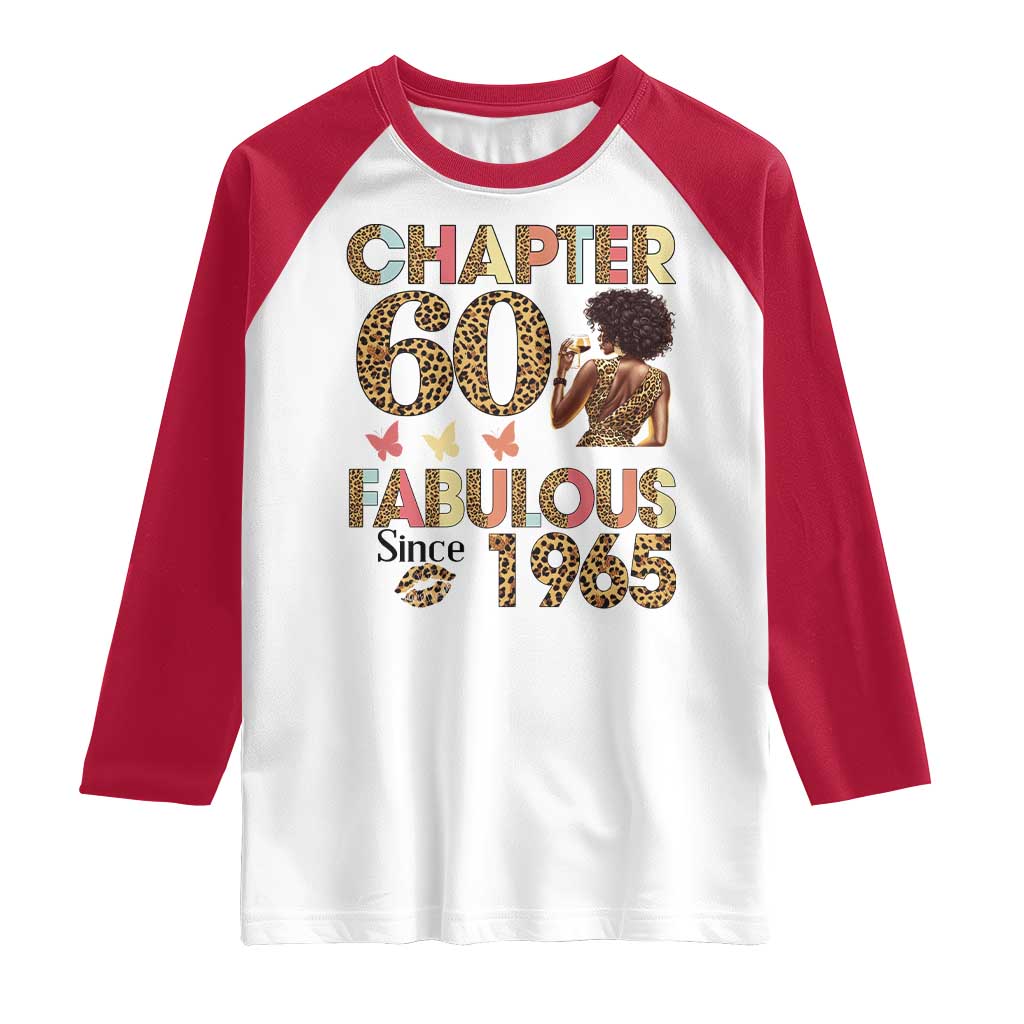 Chapter 60 Fabulous Leopard Raglan Shirt Since 1965 60Th Birthday Gift For Women TS02 White Red Print Your Wear