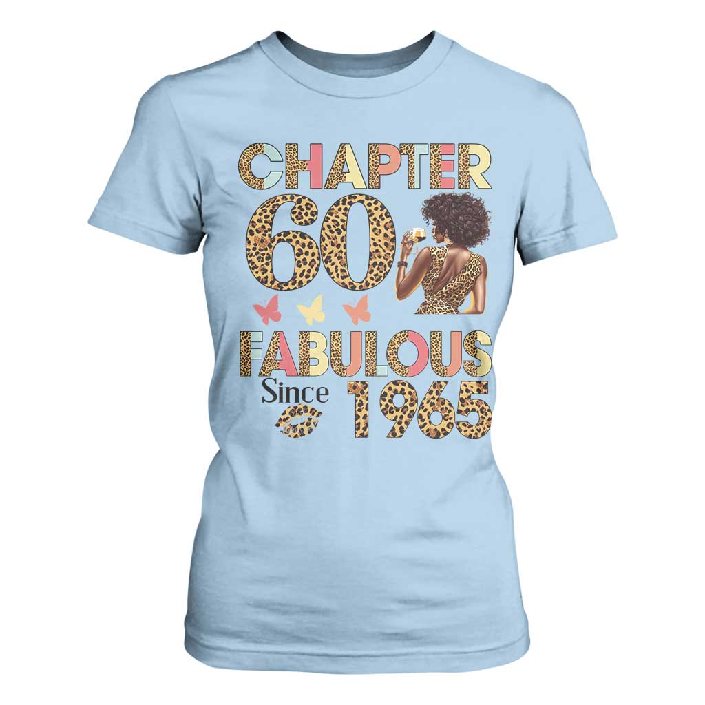 Chapter 60 Fabulous Leopard T Shirt For Women Since 1965 60Th Birthday Gift For Women TS02 Light Blue Print Your Wear