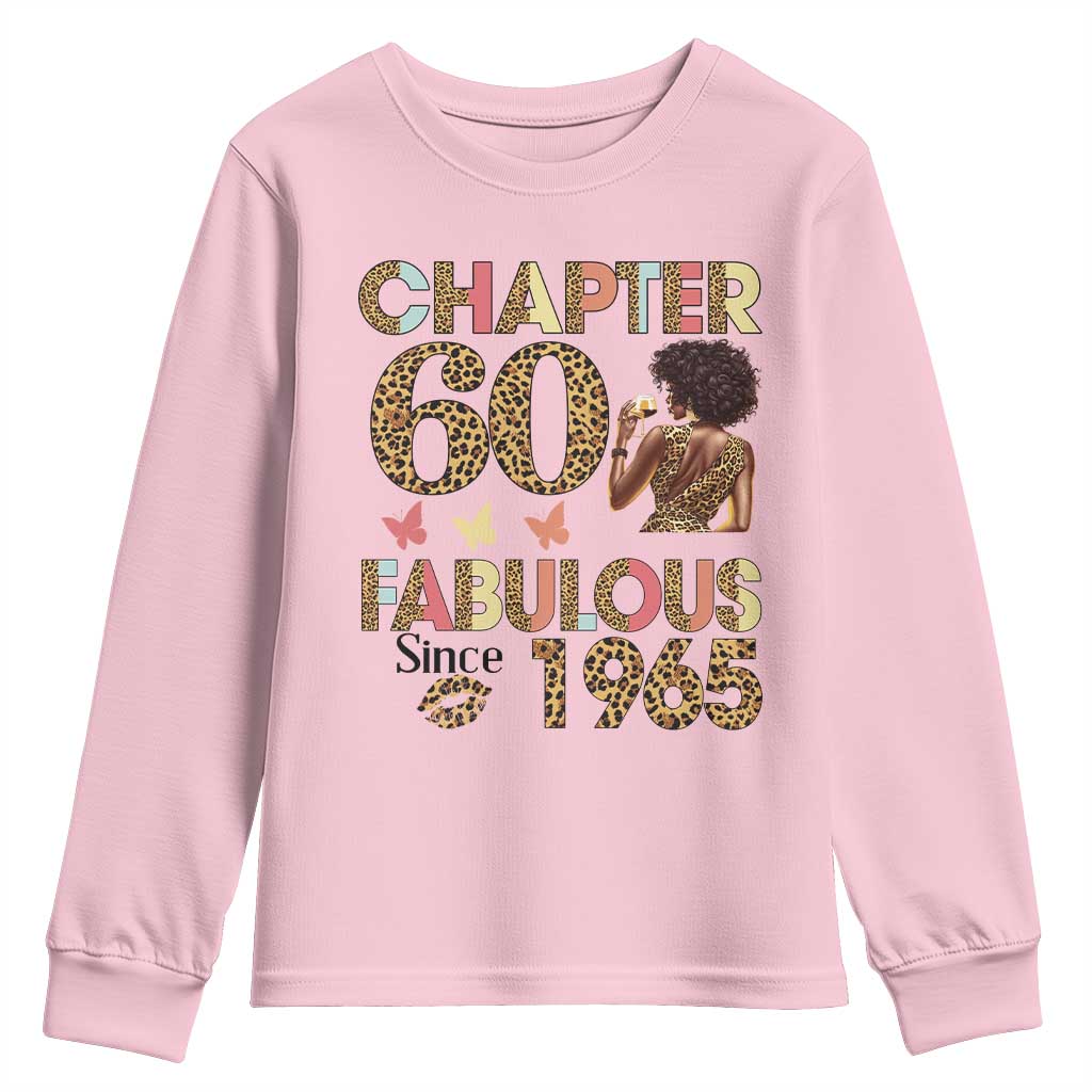 Chapter 60 Fabulous Leopard Youth Sweatshirt Since 1965 60Th Birthday Gift For Women TS02 Light Pink Print Your Wear