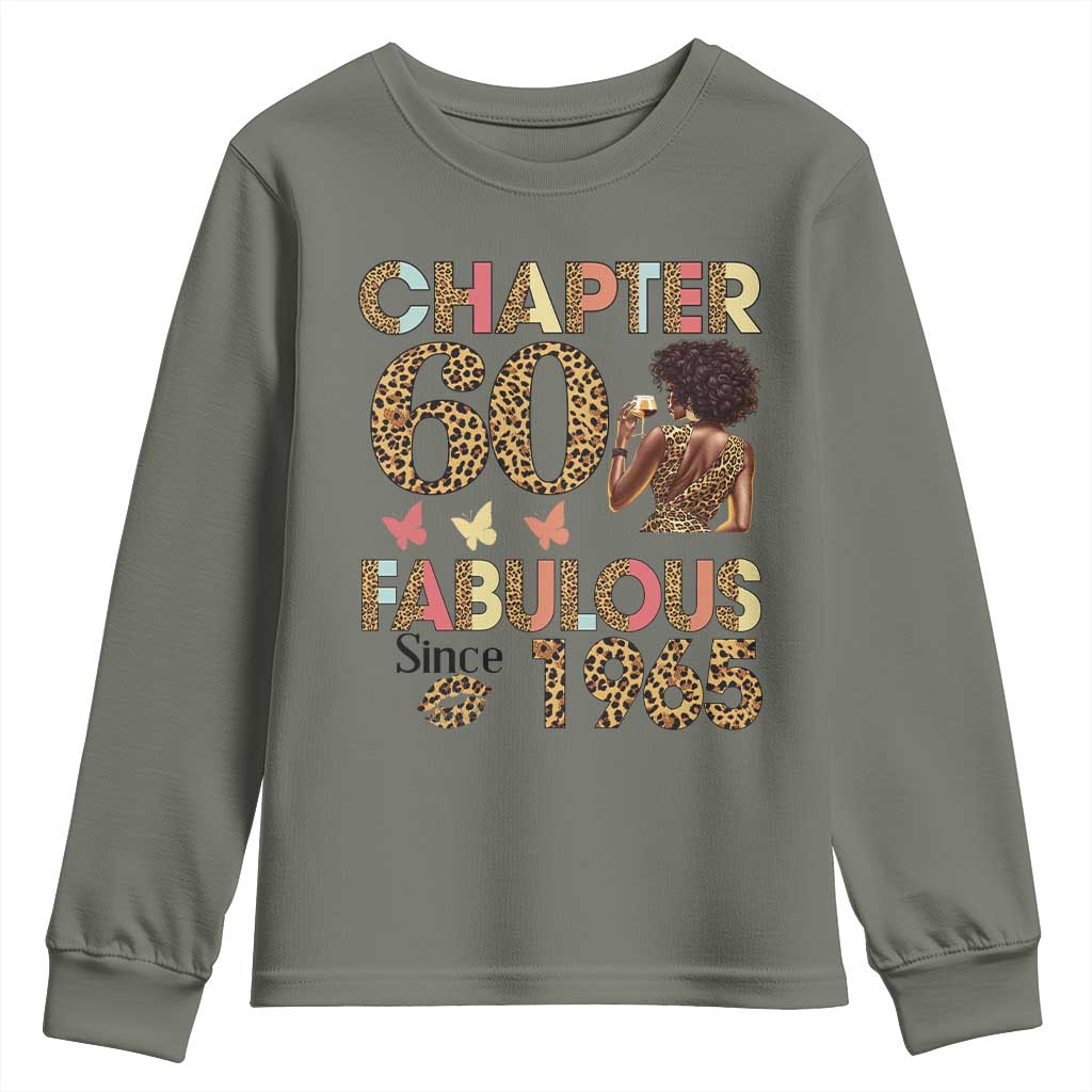 Chapter 60 Fabulous Leopard Youth Sweatshirt Since 1965 60Th Birthday Gift For Women TS02 Military Green Print Your Wear