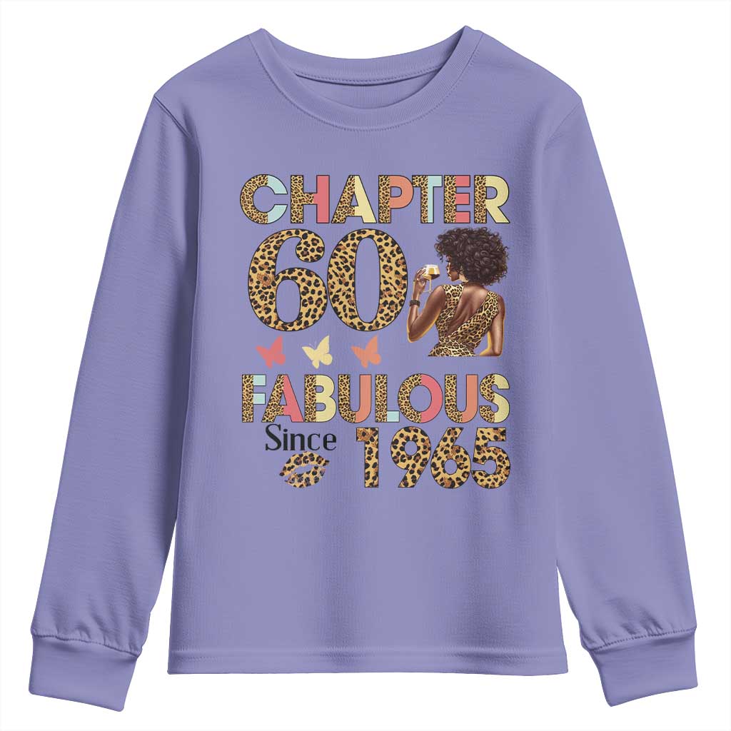 Chapter 60 Fabulous Leopard Youth Sweatshirt Since 1965 60Th Birthday Gift For Women TS02 Violet Print Your Wear