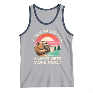 Funny Beaver Joke Tank Top A Clean Beaver Always Gets More Wood Adult Humor TS02 Athletic Heather Navy Print Your Wear