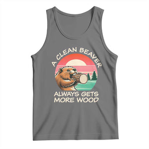 Funny Beaver Joke Tank Top A Clean Beaver Always Gets More Wood Adult Humor TS02 Black Heather Print Your Wear
