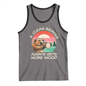 Funny Beaver Joke Tank Top A Clean Beaver Always Gets More Wood Adult Humor TS02 Deep Heather Black Print Your Wear