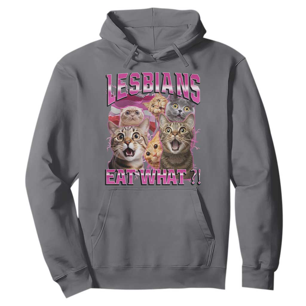Lesbians Eat What Hoodie Funny LGBTQ+ Pride Cats Meme Feline Lover Bootleg TS02 Charcoal Print Your Wear