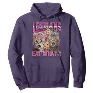 Lesbians Eat What Hoodie Funny LGBTQ+ Pride Cats Meme Feline Lover Bootleg TS02 Purple Print Your Wear