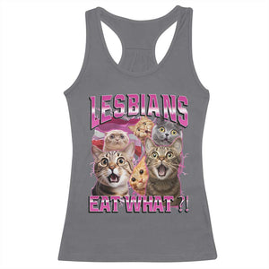 Lesbians Eat What Racerback Tank Top Funny LGBTQ+ Pride Cats Meme Feline Lover Bootleg TS02 Charcoal Print Your Wear