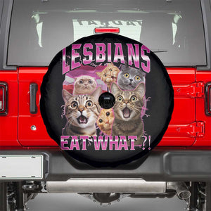 Lesbians Eat What Spare Tire Cover Funny LGBTQ+ Pride Cats Meme Feline Lover Bootleg TS02 Black Print Your Wear