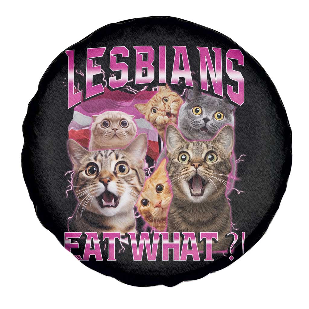 Lesbians Eat What Spare Tire Cover Funny LGBTQ+ Pride Cats Meme Feline Lover Bootleg TS02 Print Your Wear
