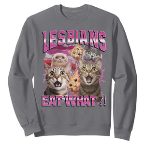Lesbians Eat What Sweatshirt Funny LGBTQ+ Pride Cats Meme Feline Lover Bootleg TS02 Charcoal Print Your Wear
