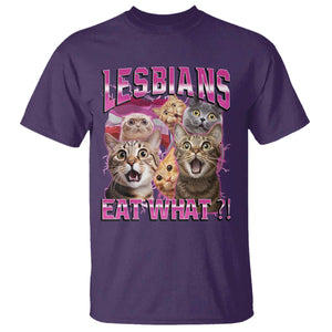 Lesbians Eat What T Shirt Funny LGBTQ+ Pride Cats Meme Feline Lover Bootleg TS02 Purple Print Your Wear