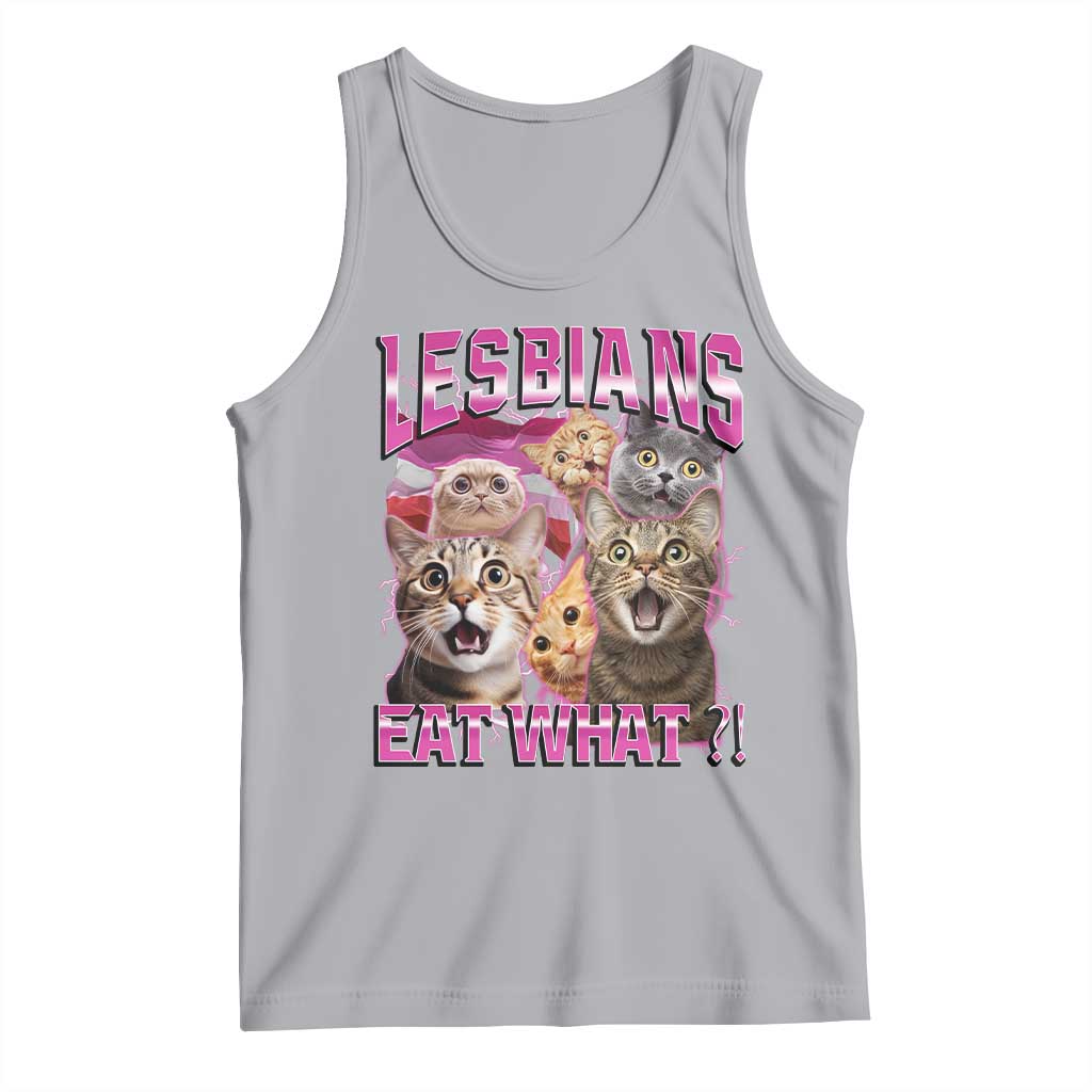 Lesbians Eat What Tank Top Funny LGBTQ+ Pride Cats Meme Feline Lover Bootleg TS02 Athletic Heather Print Your Wear