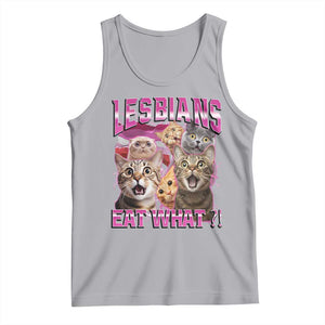 Lesbians Eat What Tank Top Funny LGBTQ+ Pride Cats Meme Feline Lover Bootleg TS02 Athletic Heather Print Your Wear