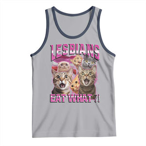 Lesbians Eat What Tank Top Funny LGBTQ+ Pride Cats Meme Feline Lover Bootleg TS02 Athletic Heather Navy Print Your Wear