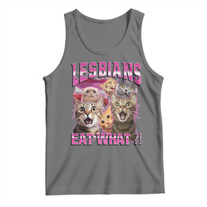 Lesbians Eat What Tank Top Funny LGBTQ+ Pride Cats Meme Feline Lover Bootleg TS02 Black Heather Print Your Wear