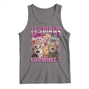 Lesbians Eat What Tank Top Funny LGBTQ+ Pride Cats Meme Feline Lover Bootleg TS02 Deep Heather Print Your Wear
