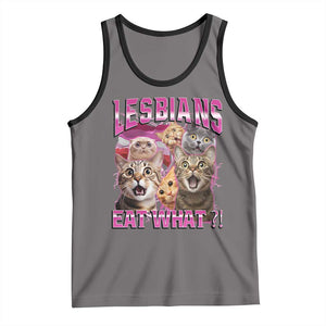 Lesbians Eat What Tank Top Funny LGBTQ+ Pride Cats Meme Feline Lover Bootleg TS02 Deep Heather Black Print Your Wear