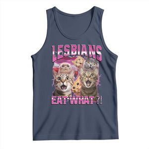 Lesbians Eat What Tank Top Funny LGBTQ+ Pride Cats Meme Feline Lover Bootleg TS02 Navy Print Your Wear
